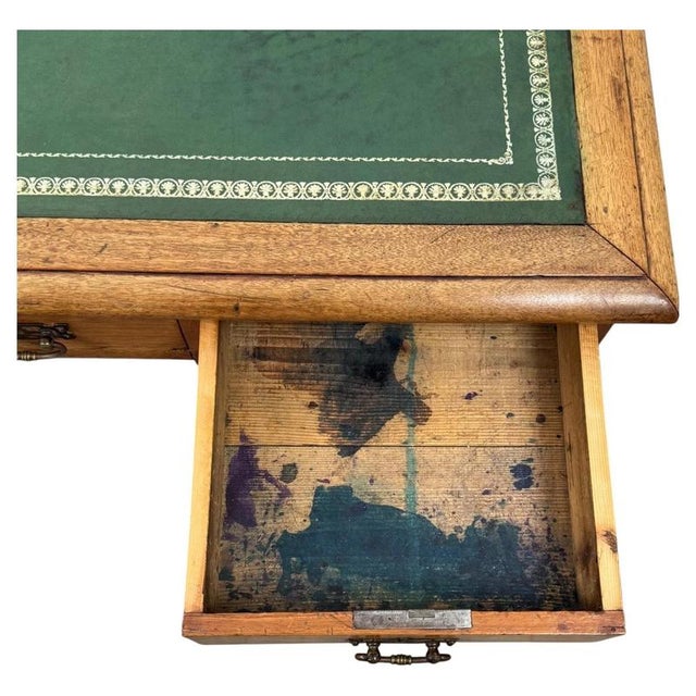 Wood 19th Century English Pine Kneehole Desk with Nine Drawers For Sale - Image 7 of 13