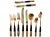 Vintage 1960s set of handmade rosewood and brass Siam Thai 132 piece flatware set with the green velvet lined three tier...
