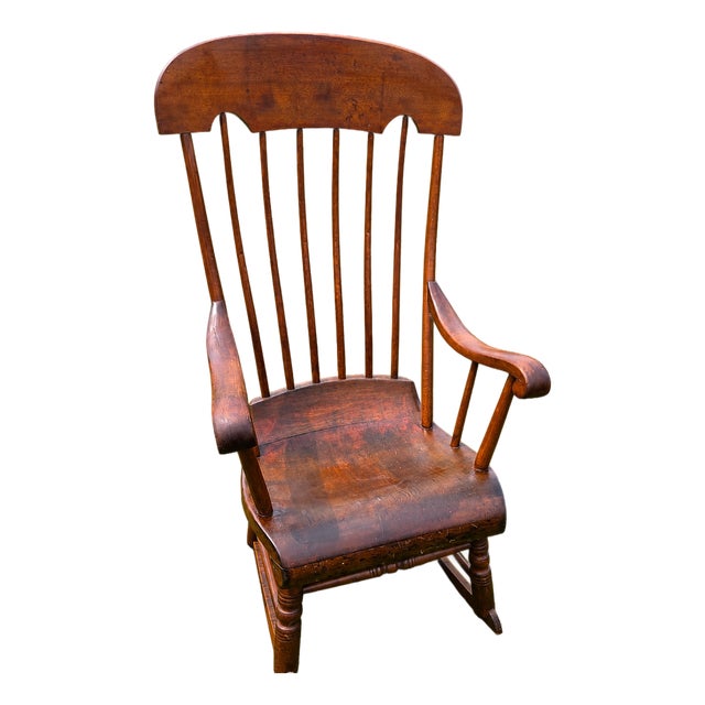 VTG High-Back Windsor Rocking Chair With Historic Upstate Ny Provenance For Sale