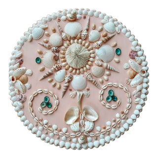 Blush Circle Shell Panel 16.5” Modern Coastal Wall Art For Sale