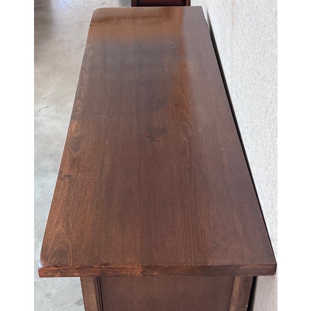 20th Century Catalan Spanish Antic Pine Console Sofa Table, Three Drawers For Sale - Image 6 of 11