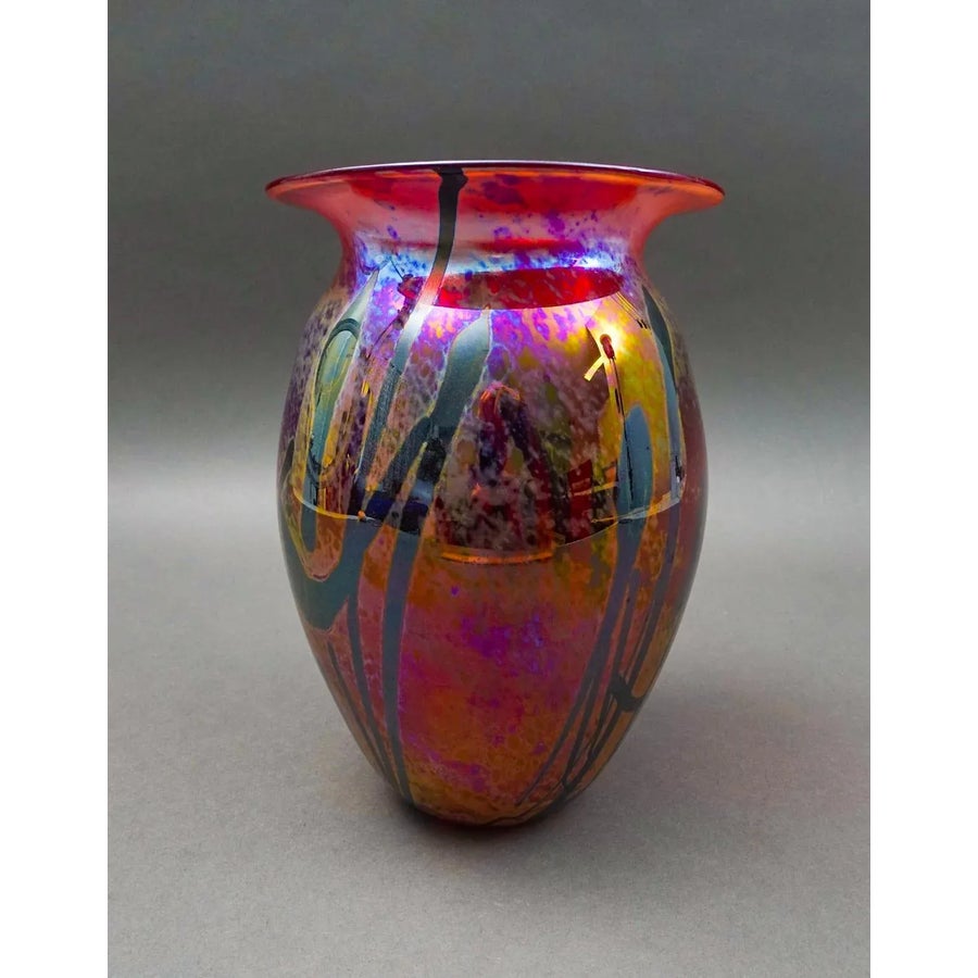 Stephen Fellerman Signed Vintage 1980 Iridescent Blown Art