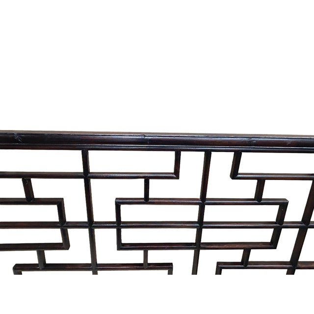Wood Dark Brown Rustic 100" Geometric Rectangular Wood Panel Screen For Sale - Image 7 of 9