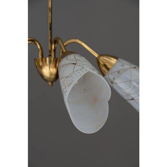 Italian Brass & Glass Chandelier, 1960s For Sale - Image 4 of 9