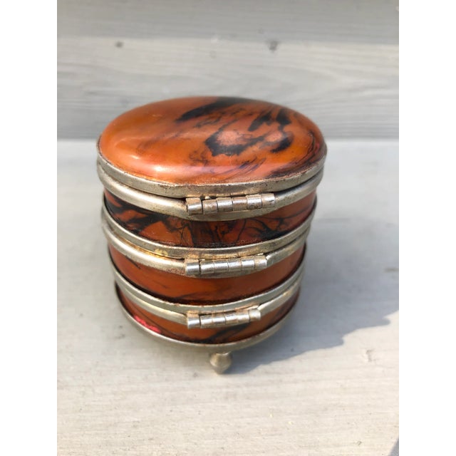 Art Deco Diminutive Faux Marble Jewelry Box For Sale - Image 3 of 10