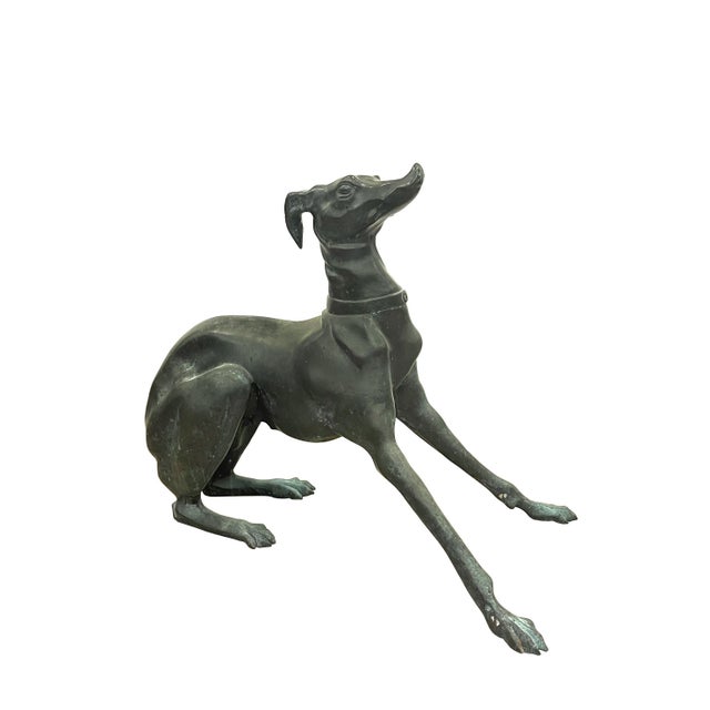 Art Deco Patinated Bronze Outdoor Whippet Dog Statues A Pair Chairish