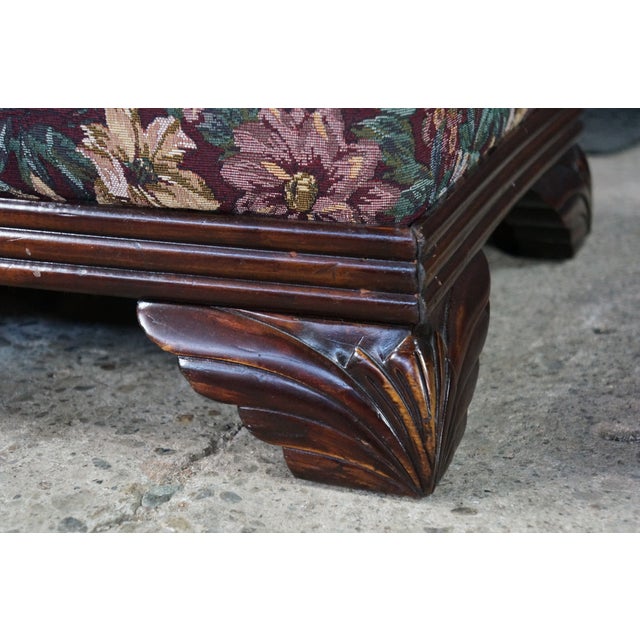 2 Antique Victorian Walnut Tapestry Upholstered Footstools Ottomans Bench Pair For Sale - Image 4 of 18