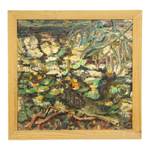 Alexander Michael Oil Painting of a Pont With Water Lilies 1972
