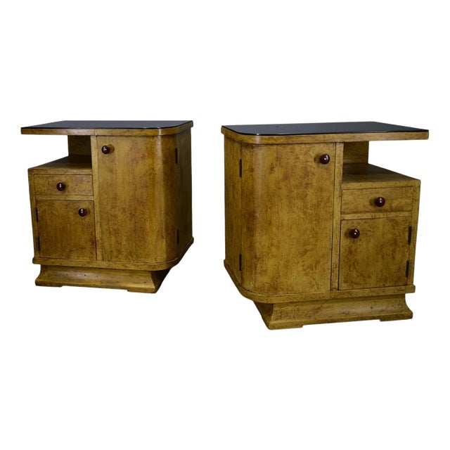 Vintage Art Deco Bedside Tables, Czechoslovakia, 1937s, Set of 2 For Sale
