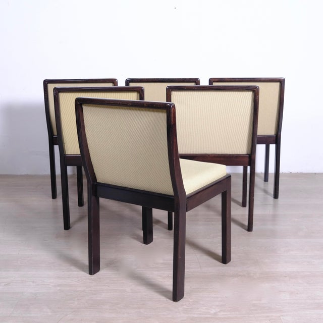 Modern Vintage Chairs in Wood and Fabric, 1970s, Set of 6 For Sale - Image 3 of 18