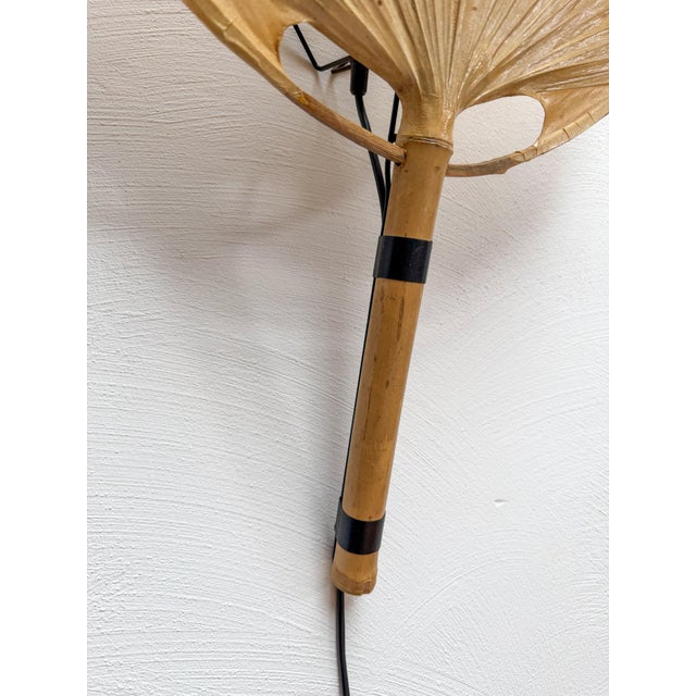 Mid-Century Modern Vintage Uchiwa III Wall Lamp in Bamboo by Ingo Maurer for M-Design, Germany, 1970s, Set of 2 For Sale - Image 3 of 10