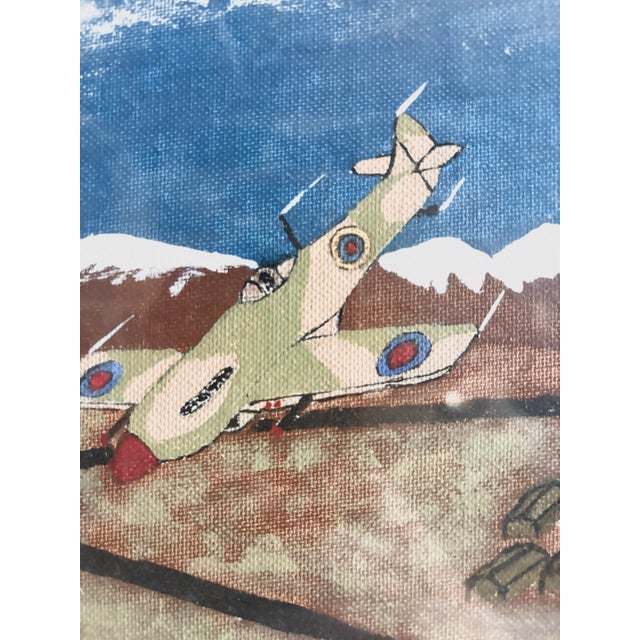 1980s WWII Narrative Battle Scene Folk Art Painting, Signed Gilbert W. Schuett For Sale In Chicago - Image 6 of 11
