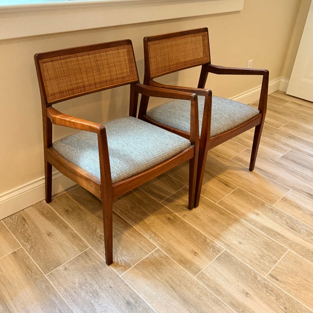 Pair Mid Century Walnut C140 “Playboy Chairs” by Jens Risom For Sale - Image 9 of 12