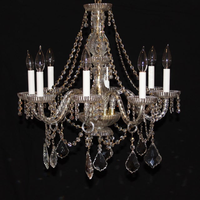 Transparent Vintage Georgian Style Hand Cut Crystal 8-Arm Chandelier For Sale - Image 8 of 10