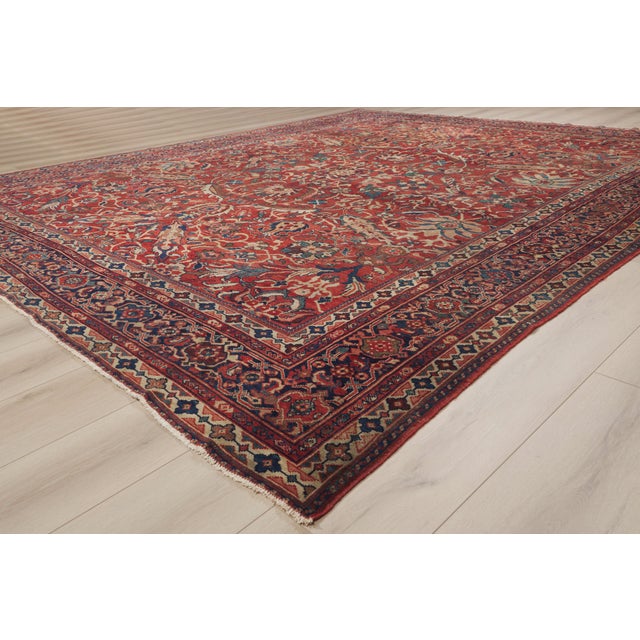 Red Late 19th Century Persian Sultanabad Rug, 10'11 X 13'06 For Sale - Image 8 of 10