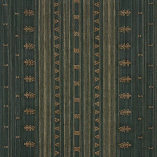 SAMPLE - Schumacher Nima Embroidered Cotton Linen Fabric In Jungle Green For Sale
