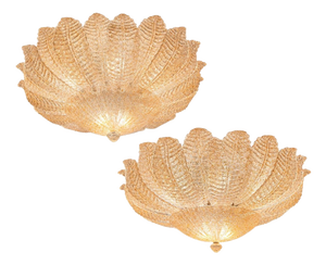 Vintage Flush Mounts in Murano, 1990s, Set of 2