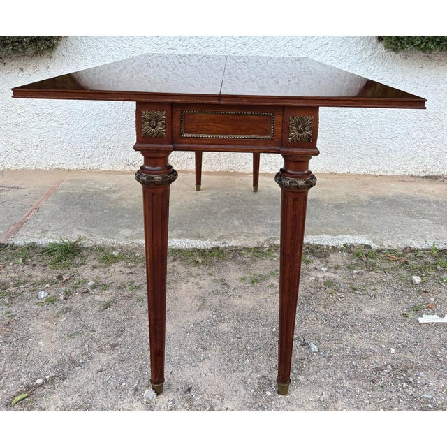 20th Century Louis XVI Style Console Table With Brass Details For Sale - Image 9 of 10