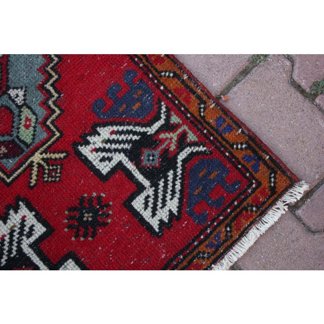 1950s 1950s Turkish Vintage Wool Doormat Rug For Sale - Image 5 of 13