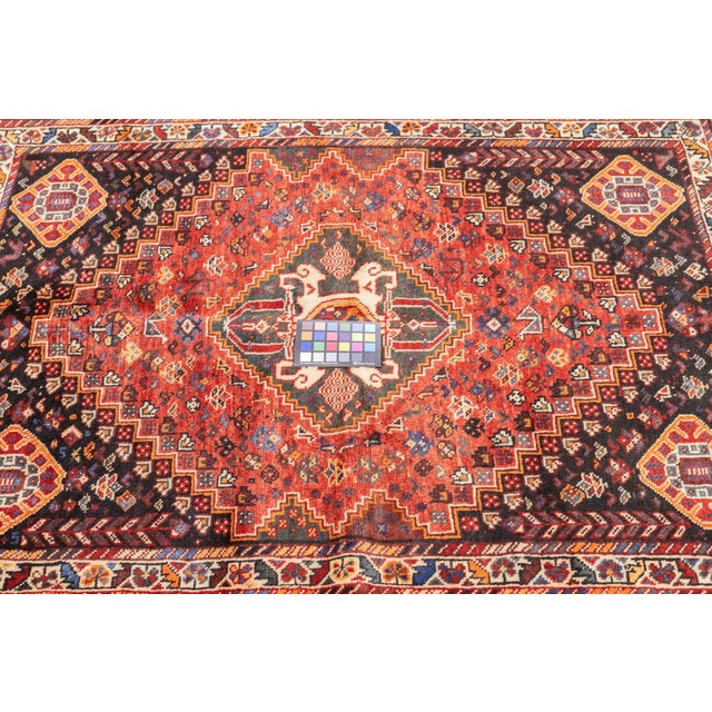 Vintage Hand-Knotted Persian Qashqai Rug 3'10" X 5'2" For Sale - Image 15 of 15