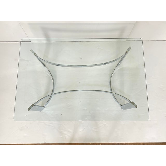 Large French Modern Rectangular Low or Coffee Table of Chrome and Glass For Sale - Image 11 of 11