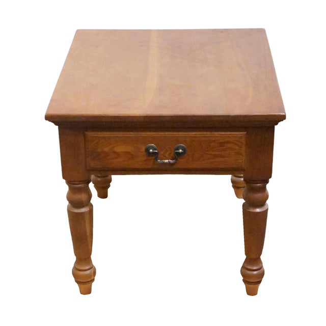 French Country Keller Furniture Solid Oak Country French 24" Accent End Table For Sale - Image 3 of 13