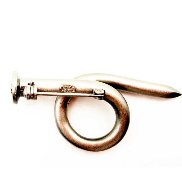 Chanel 1990s Chanel Rare Silver CC Nail Brooch For Sale - Image 4 of 4