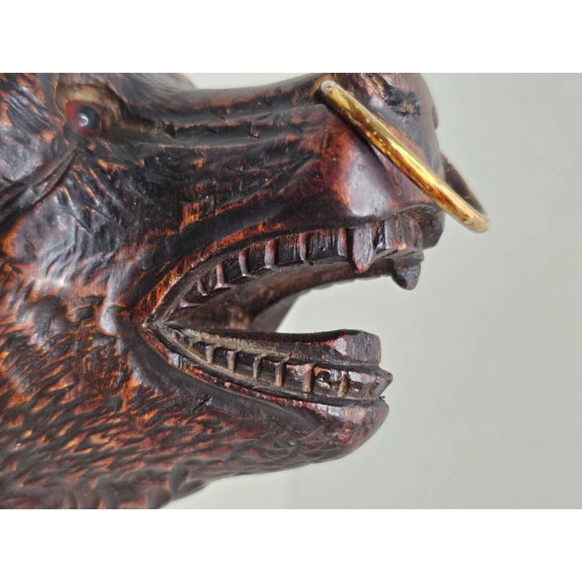 Brown Rustic Antique Black Forest Carved Bear Wall-Mounted Hanger For Sale - Image 8 of 12