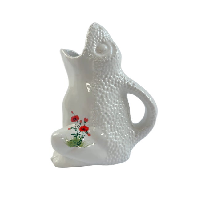 Mediterranean 1980's Italian Ivory & Flower Majolica Frog Shaped Pitcher/Vase For Sale - Image 3 of 5