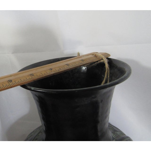 Black Late 20th Century Vintage Tall Metal Vase, India For Sale - Image 8 of 11
