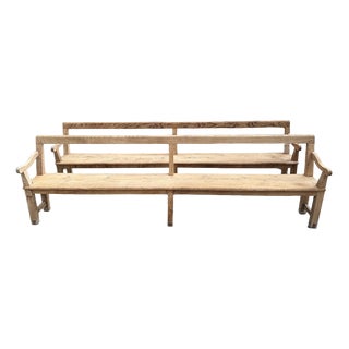 Benches with Backrests, Early 20th Century, Set of 2 For Sale