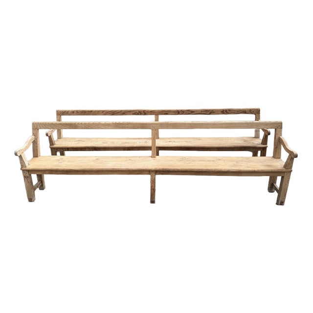 Benches with Backrests, Early 20th Century, Set of 2 For Sale