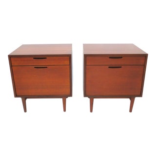Ib Kofod Larsen Teak Flap Nightstands for Brande / Dinesen Denmark For Sale
