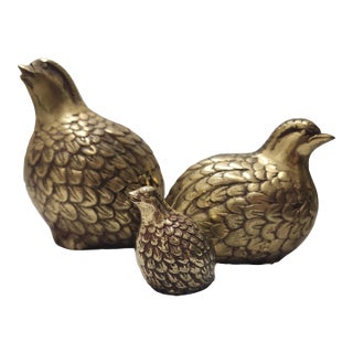 Vintage Brass Quails- Set of 3 For Sale