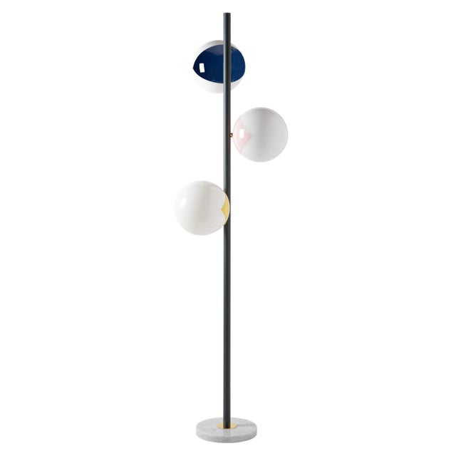 Pop up floor lamp by Magic Circus Editions. Dimensions: W 170 x H 51 cm. diam sphere 22 cm. Materials: Carrara marble...