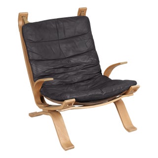 Vintage Cognac Focus Lounge Chair from Bramin Møbler, 1970s For Sale