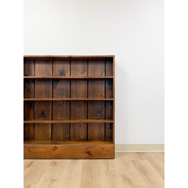 Vintage MCM Solid Walnut Four Shelf Bookcase Shallow Display MidCentury Shelving For Sale - Image 4 of 17