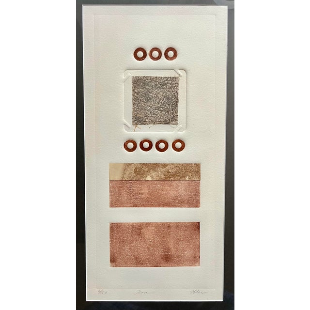 Circa 1970's Brutalist Postmodernist "Icon" Limited Edition Collagraph By Geri Obler, Signed Edition: 2/150 Aprox....