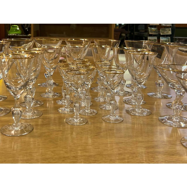 This is a set of 34 absolutely perfect never used Tiffin Mansfield, Franciscan glassware There are nine small cordial...