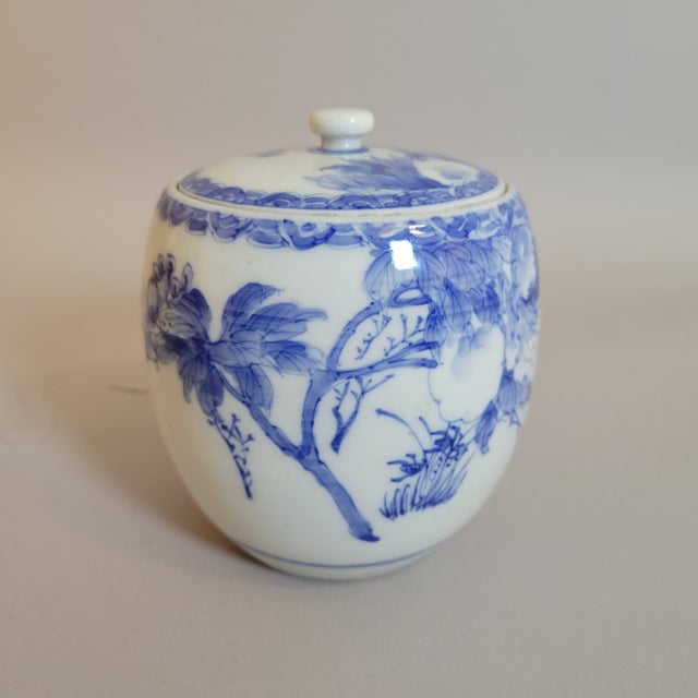 Antique Japanese Blue & White Porcelain Mizusashi Water Jar For Sale - Image 4 of 11