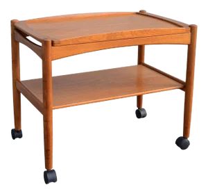 Vintage Mid Century Danish Teak Bar Cart or Tea Trolley With Removable Tray