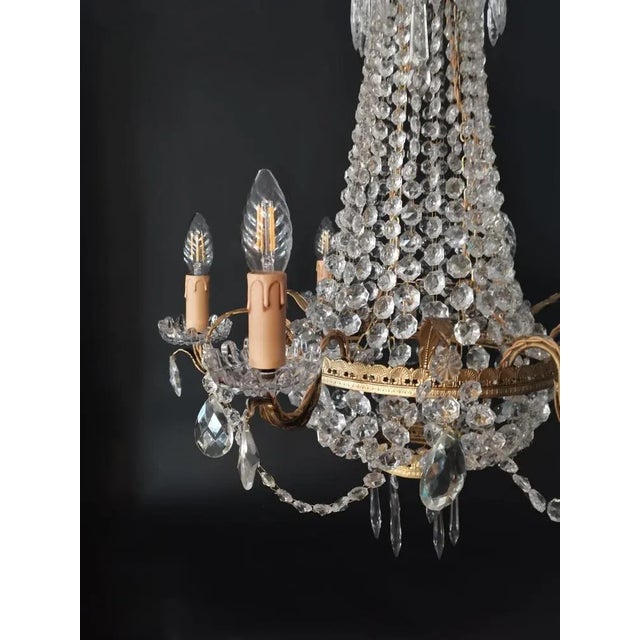Gold Lüstre a Corbeille Chandelier, 1890s For Sale - Image 8 of 11