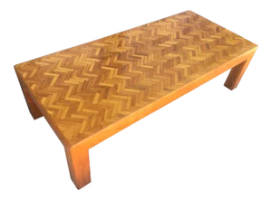 Custom Solid Walnut Coffee Table With Herringbone Top – 1980s–1990s, American Made