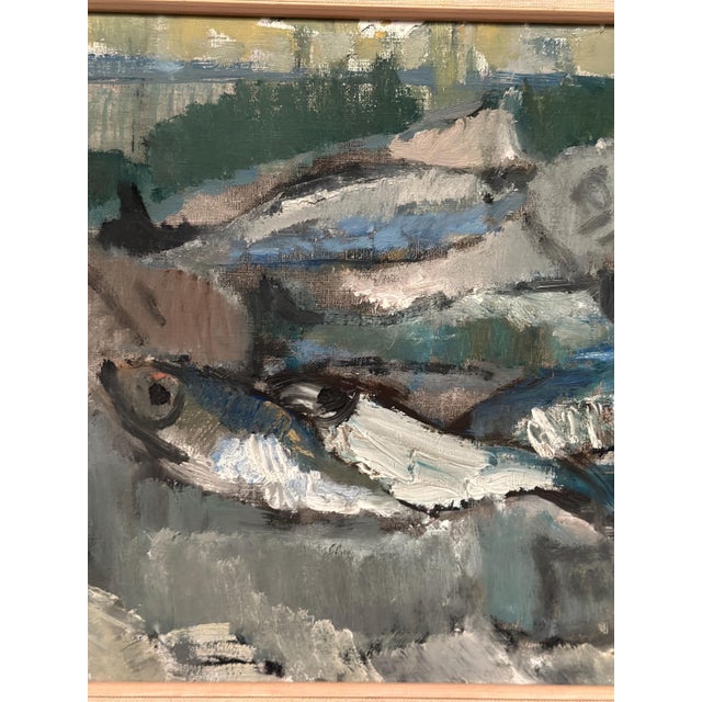 Mid-Century Modern Kenny Wenkel, Fish Supper, 1960, Oil on Canvas For Sale - Image 3 of 17