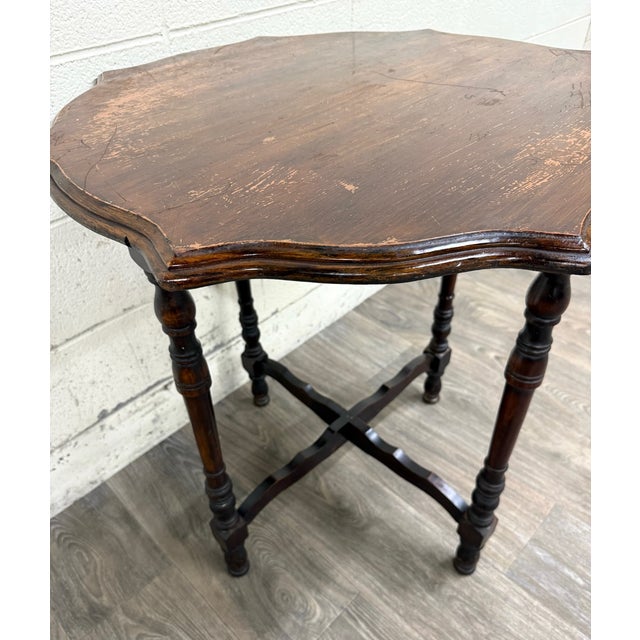 Wood Vintage Jacobean Revival English Tudor Style Oak Side Table Lamp Table For Sale - Image 7 of 10