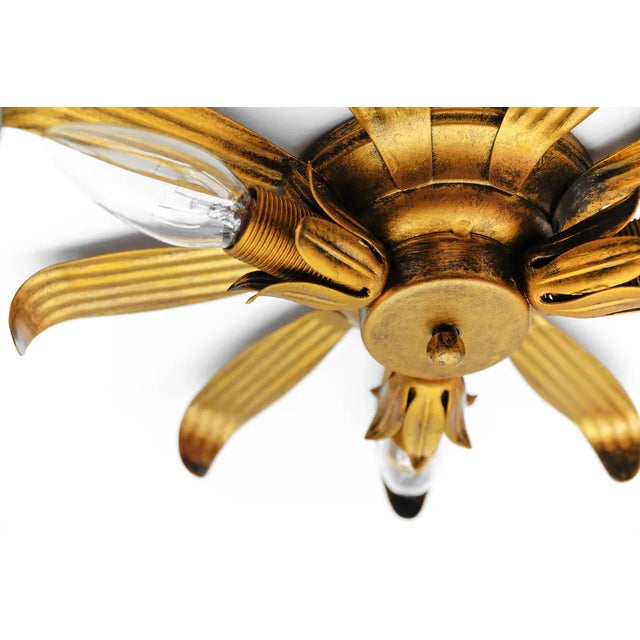 Mid-Century Modern 3-Light Sunburst Ceiling Lamp, Italy, 1960s For Sale - Image 6 of 9