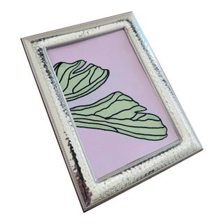 Silver Plated Francesca Moretti Silverstar International Frame + Abstract Painting by Jette Moore For Sale