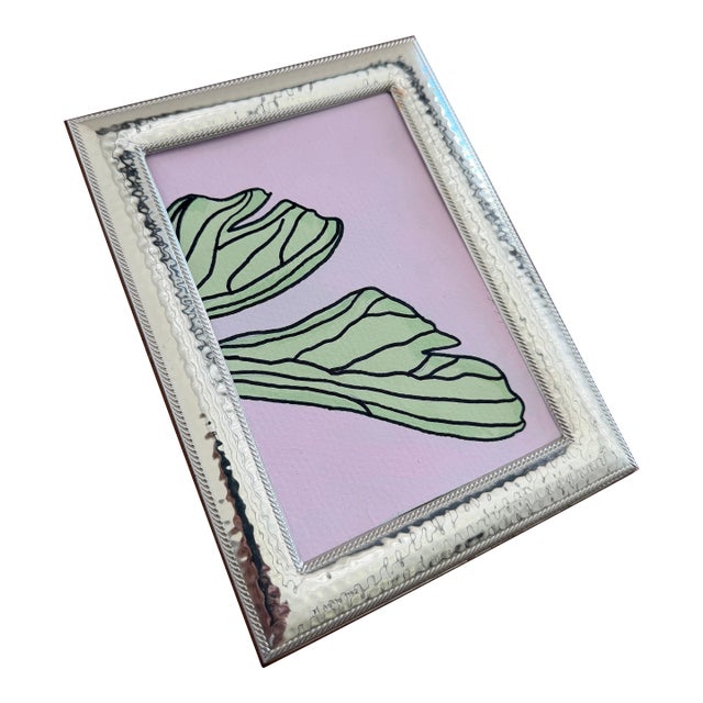 Silver Plated Francesca Moretti Silverstar International Frame + Abstract Painting by Jette Moore For Sale