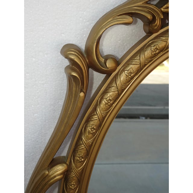 Gold Vintage Syroco French Provincial Ornate Gold Oval Mirror ~ Hollywood Regency For Sale - Image 8 of 12