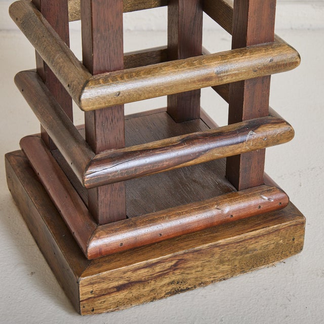 Wood Italian Art Deco Accent Stool with Red Cushion, 1960s For Sale - Image 7 of 10